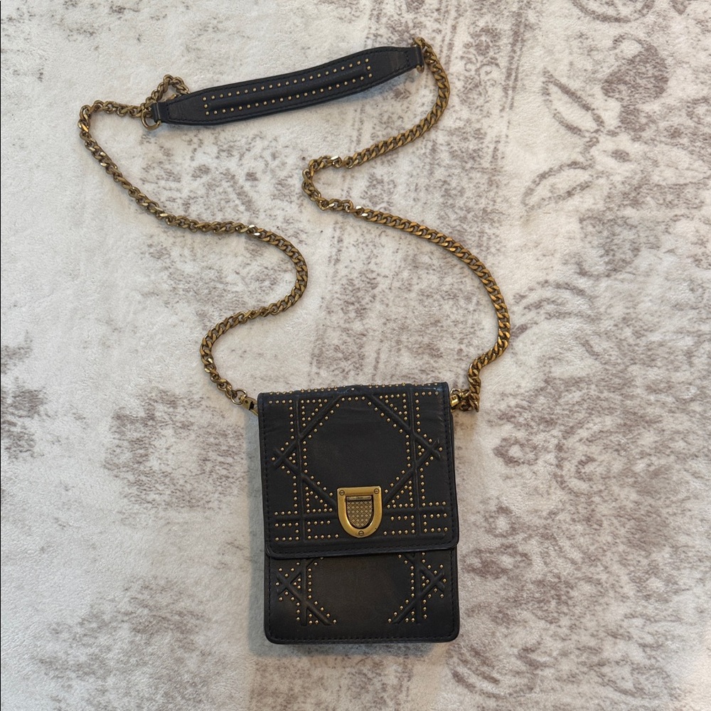Dior diorama mini Black and Gold Crossbody Bag